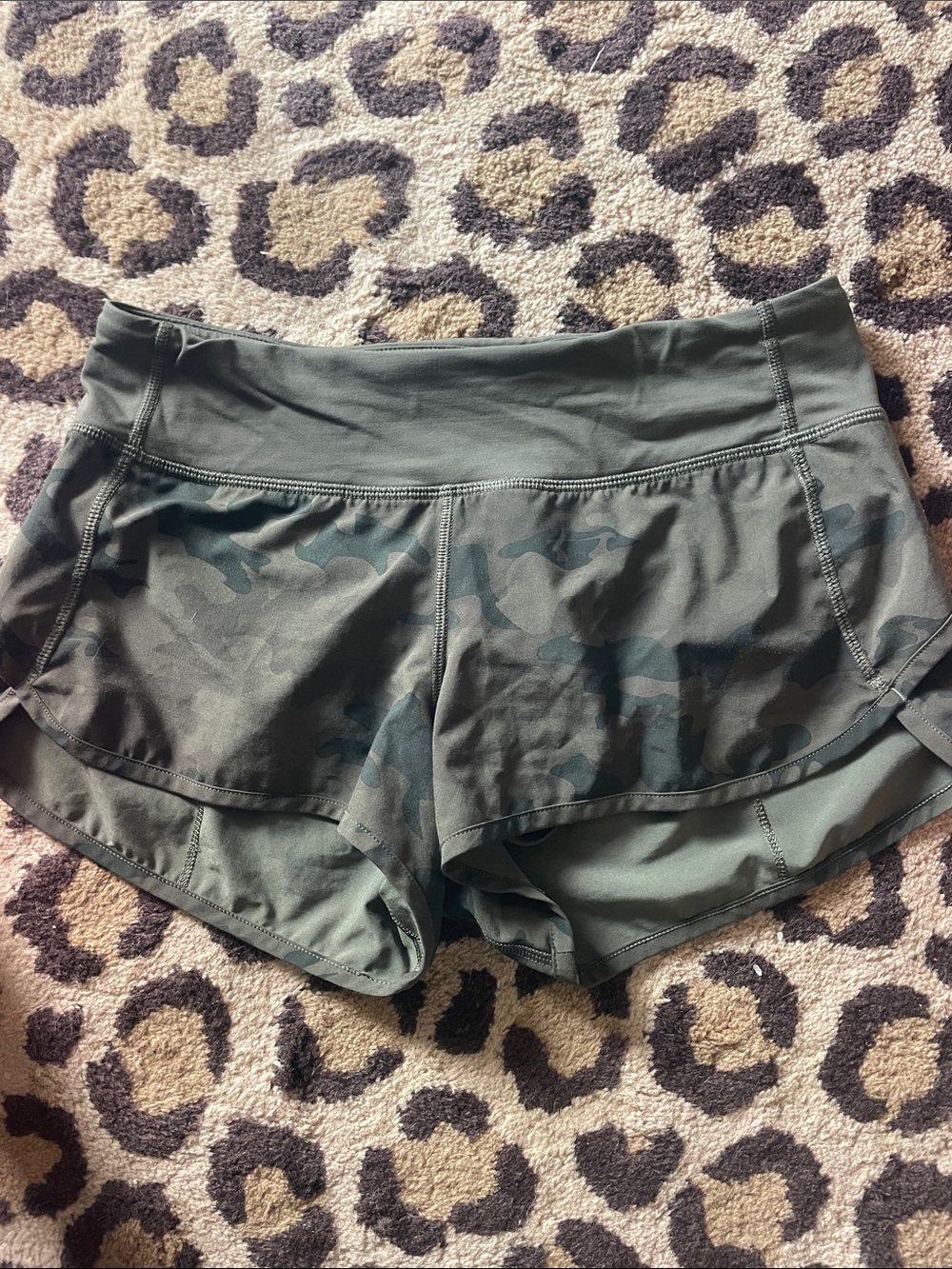 Lululemon Olive Green Camo Athletic Shorts